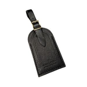 Louis Vuitton Articles De Voyage Black Leather Tag Gold-tone Luggage Tag France